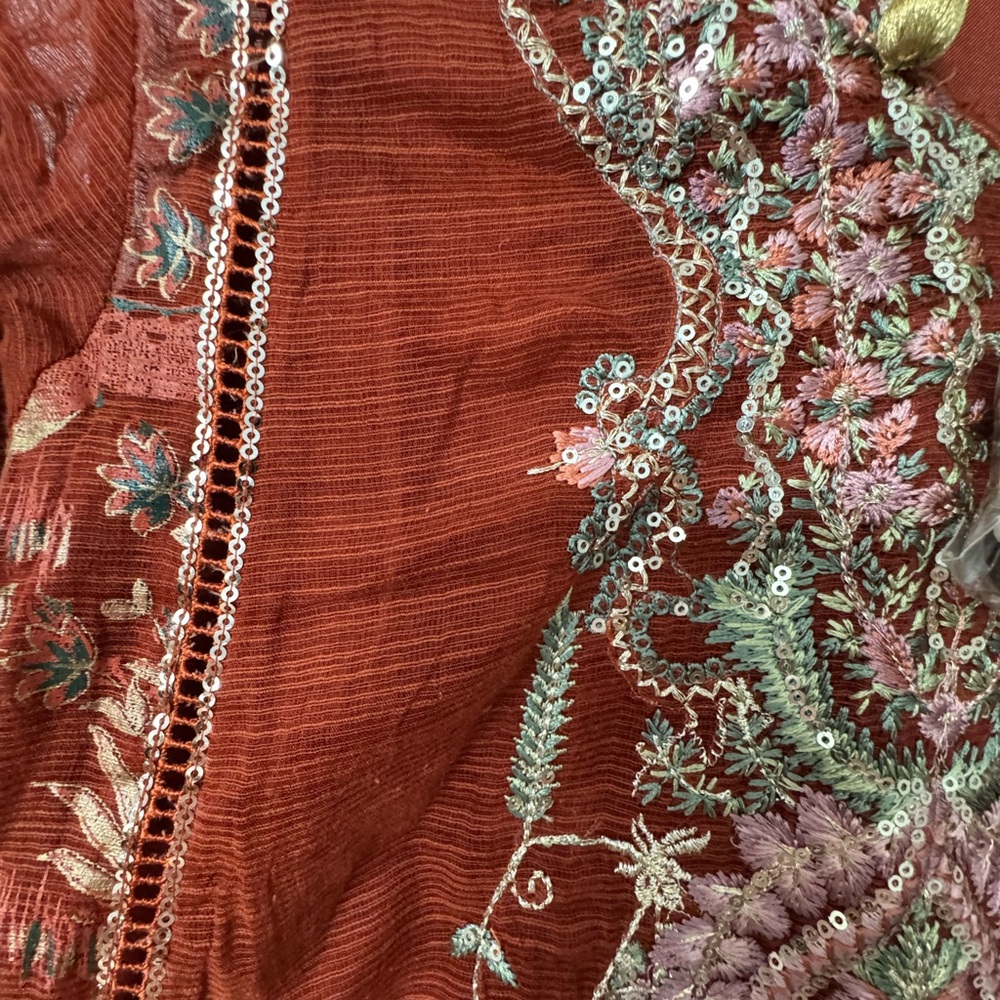 Sana Safinaz - luxury Collection Net Rust Embroidered (plus Inner piece ) - Picture 4 of 9